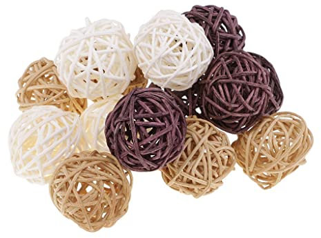MagiDeal Boules de Rotin en Osier Maison Artisanat Décoratif de de Noël, Multicolore, 15pcs 3cm
