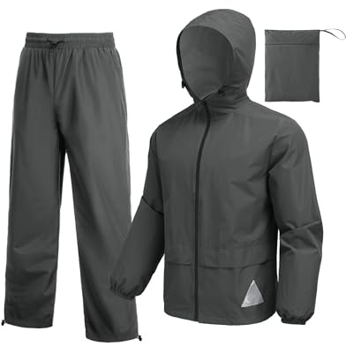 COOFANDY Rain Suit Jacket & Trouser Suit Raincoat for Men & Women Outdoor All-Sport Waterproof Breathable Anti-Storm