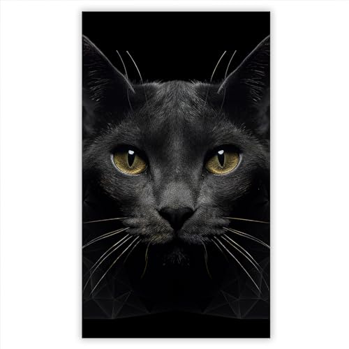 SMTDeco Protection plaque de cuisson, vitrocéramique, verre trempé, pour cuisinières électrique, à induction,planche à découper 30x52 cm une pièce Chat Noir (103590)