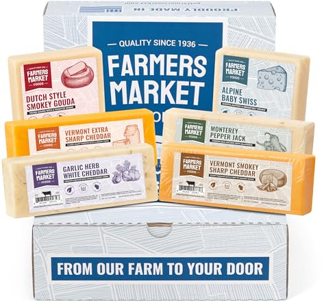 Farmers Market, Gluten Free, Keto, Paleo, Low Sodium, Zero Sugar, Wisconsin Cheese Gift Sets, 6 Count