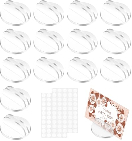 XIEJ 100 Stück Kartenständer, Acryl Tischkartenhalter, Transparent Fotohalter, Rund Kunststoff Namenskartenständer für Visitenkarten, Fotos, Memos, Menüs