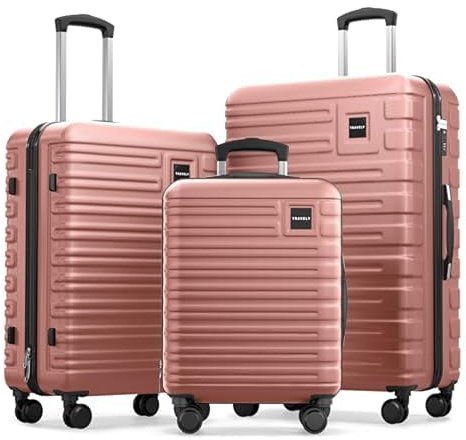 Travely Polycarbonat Koffer Set 77cm, 67cm, Handgepäck Koffer in einem Set, Sehr robuste Reisekoffer mit sanften Rollen & TSA Schloss, Reisekoffer