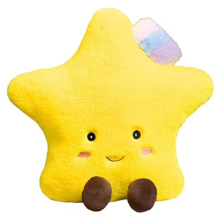 CavspkArt Cute Star Plush Pillow, Soft Plush Cushion for Bedside Sofa, Funny Plush Stuffed Toy, Star Plush Toy for Home Decoration, Gift for Boys and Girls