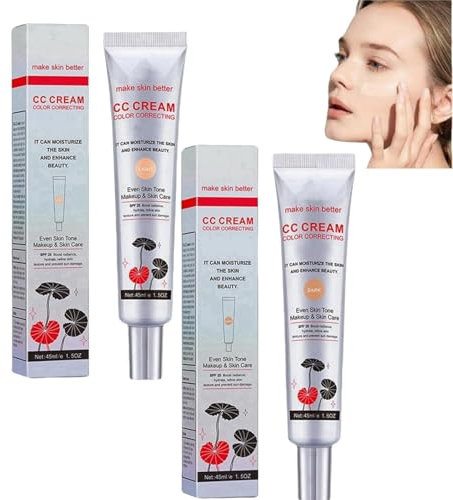 2PCS Korean CC Cream Foundation Set - Colour Changing Tinted Moisturiser for Mature Skin with Light and Dark Shades