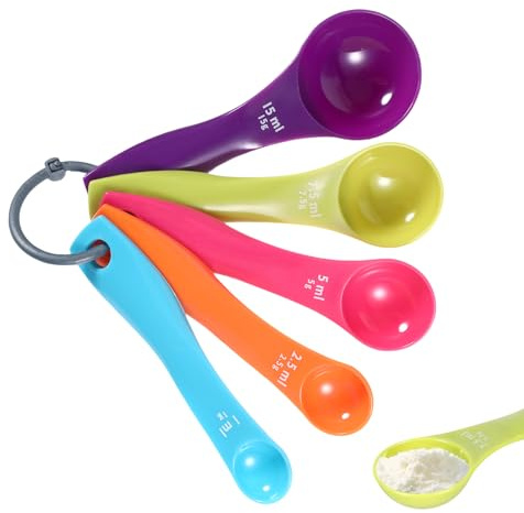 5 Stück Messlöffel aus Kunststoff，Measuring Spoons， Messlöffel Set für Aromadosierung, Flüssigkeits- und Pulvermessgeräte-Dosierung(5 zufällige Farben)