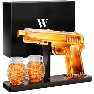 Gifts for Men Dad, Whiskey Decanter Set with 2 Glasses, Ideas for Father, Husband, Boyfriend, Brother, Military Enthusiasts, Birthday, Anniversary, Valentine's Day, Drinking Accessories for Home Bar