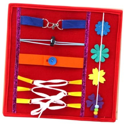 KiBcsLic Coperta Sensoriale Gioco Educativo Portatile Tavola di Stoffa Pannello per Abilità di Base per Allenare La Destrezza Manuale Adatta per, Rosso, Taglia unica bambino