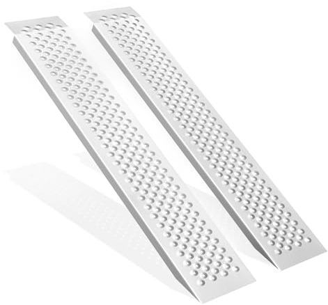 TEUWXLO Aluminum Shed Ramp Pair-59.8 L x 8.5 W-2pcs,880 lb Heavy-Duty Capacity,Lightweight 7.7 lb Each,Perforated Non-Slip Traction for Lawn Mower, Motorcycle, Wheelbarrow, ATV, Farm & Workshop