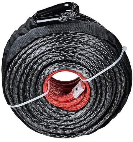 Cavo for verricello, cavo di linea con guaina, cavo di traino sintetico grigio, 29 m, 12000 libbre, corda for manutenzione autolavaggio Forte capacità(9.5mmx26M)