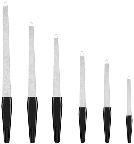 Xynovate 6 Pezzi Lime per Unghie Professionali in Acciaio Inossidabile a Faccia, Manico Antiscivolo, Iucidatrice per Donne e Uomini Bambino, Riutilizzabili e Resistenti, Ideali per Manicure e Pedicure