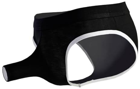 Generico Slip da Uomo Odal Traspirante con Cavallo Aperto per Comfort e Freschezza (Black, XL)