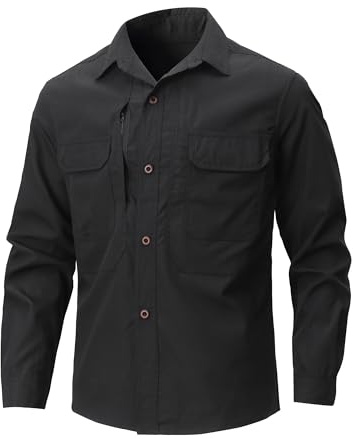 CoXuantion Chemise pour Homme Manches Longues Loisirs Sport Extérieure Fonctionnelle Chemise Sespirante à Séchage Rapide Boutonnée Protection UV pour Safari Voyages