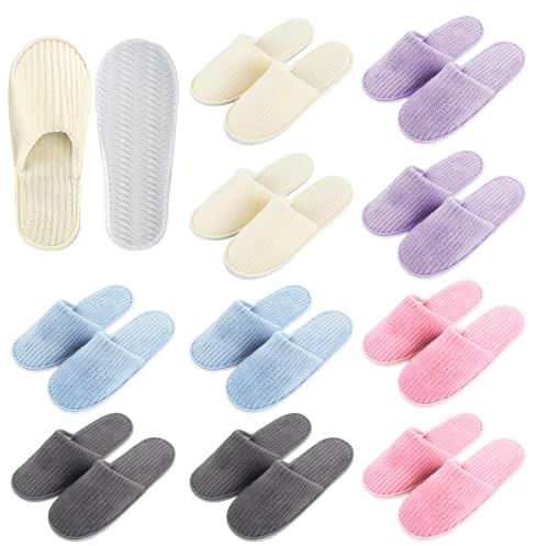 10 Paia Pantofole per Ospiti, Pantofole da Hotel, Pantofole in Spugna, Ciabatte Ospiti, Set di Pantofole per Hotel, Pantofole da Spa, Misura Universale 28x11 Cm, per Viaggi, Salone Di Bellezza, Casa