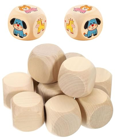 ZAMXHUG 30 Pezzi Dadi di Legno Vuoti, Dadi da Gioco, Dadi Vuoti in Legno, Cubi Grezzi 20 mm per Artigianato Props, Giochi di Carte da Tavolo Fai da Te