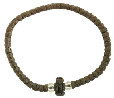IconsGr Chotki Chapelet cire bénir Chrétien Orthodox Grec fait main couleur Marron à petit noeuds avec croix du Mont Athos (Grece)