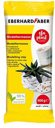 EBERHARD FABER 570301 - Modelliermasse lufttrocknend weiß, 500 g EFA Plast classic tonbasiert