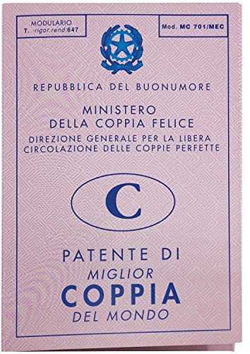 Bombo Biglietto Auguri Matrimonio patente Coppia