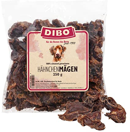 DIBO Hähnchenmägen, 250g-Beutel, der kleine Naturkau-Snack oder Leckerli für Zwischendurch, Hundefutter, Qualitätskauartikel ohne Chemie von DIBO