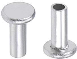 uxcell 200 Pcs 4mm x 10mm Aluminum Flat Head Semi-Tubular Rivets Silver Tone
