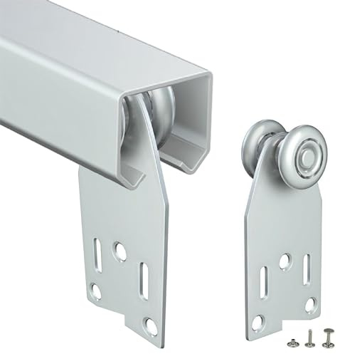 Rail Coulissant Monorail en Fer Galvanisé pour Bâches, 3 x 2,95 cm Complet Coulissants, Personnalisable, Système de Glissement avec Rail Guide pour Toile Coulissante pour Pergola (L. 150 CM)