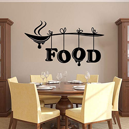 QIANGTOU Küche Essen Esszimmer Koch Cuision Löffel Wandtattoo Vinyl Küche Essen Löffel Wandaufkleber für Küche Restaurant Wohnkultur 91x53cm