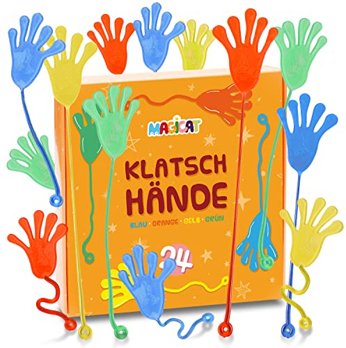 Magicat Premium Klatschhände XXL Set, 24 klebrige Glibberhände I Geburtstag Mitgebsel Kinder I Mitbringsel, Give Aways - Jungen und Mädchen, perfekt für Geschenktüten Kindergeburtstag oder Party