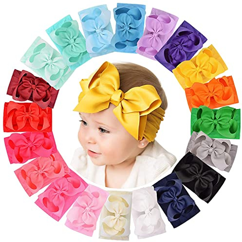 Dooboi 20 cerchietti per capelli in nylon per bambine, accessori elastici per capelli, per neonati e bambini