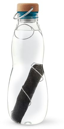 Black+Blum - Eau Good Glass Water Bottle - Leak Proof Borosilicate Glass Bottle with Screw-Fit Wood Fibre Lid, Carry Loop and Protective Sleeve - Ocean - 650ml