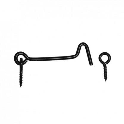 Gedotec Gancho de tormenta con ojal para enroscar | Gancho pequeño de 100 mm | Gancho para puerta | Plata galvanizado | Gancho para ventana con gancho ojal para puerta de viaje para caravana | 1 Pieza