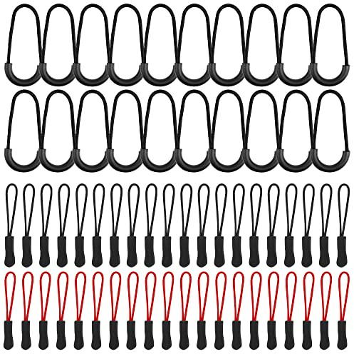 VENGABY 60 PCS Zip Pulls Replacement, Zip Tags Cord Pulls, Zipper Extension Gripper for Backpacks, Tents, Trolley Cases, Traveling Cases, Jackets