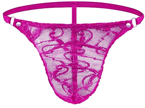 VemeFufu Sexy Pizzo Perizoma Uomo Intimo C String G Slip Tanga Uomini Hot Vita Bassa Elastici Thong Mankini Maschile Mutande Fuxia Tagli Unica