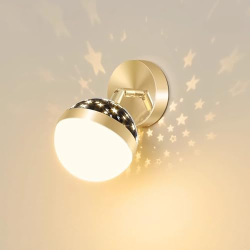 Aplique Lámpara de Pared Infantil LED Moderna Lámparas de cabecera Creativo Luz de Pared 3 Temperaturas estrella para habitación de bebé Dormitorio Niños Salón, 5W Oro