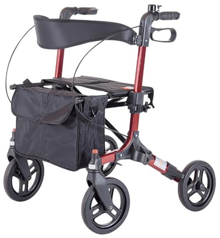 Deambulatore per Anziani con 4 ruote,Deambulatore Rollator Pieghevole,deambulatore da esterno,Deambulatore per sedia,Girello anziani,Altezza regolabile,Per esterno e interno A