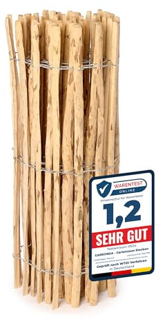 Garronda Gartenzaun zum Stecken aus Haselnüsse Zaun Garten Staketenzaun Beeteinfassung Holz Steckzaun Hochwertiger Gartenzaun für Ihren Garten GD-0079 (Lattenabstand: 3-5 cm, 120 cm x 500 cm)