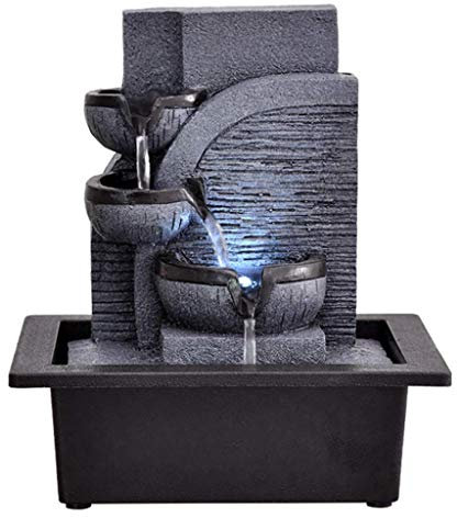 office ornaments Tabletop fountain Resin Decorative Fountain Indoor Fountain Creative Desktop Decoration Statue Mountain Stone Feng Shui Fountain Tabletop Fountains Desktop fountain