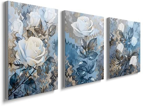 Nature Pictures Bedroom Wall Art - Canvas Blue Floral Artwork Prints Paintings for Home YH1406