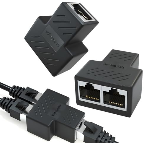 Distribuidor Ethernet RJ45, conmutador Ethernet de 1 a 2 puertos, 2 adaptadores de acceso a Internet simultáneo de 2 puertos, acoplador de conexión a LAN, ampliación, para Cat5, Cat5e/CAT6/Cat7