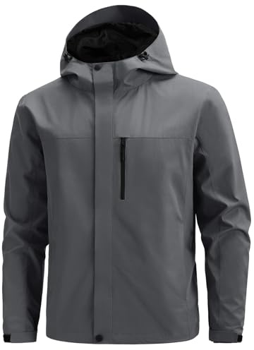 Voqeen Giacca Impermeabile Uomo Softshell Leggero Cappotto Giubbotto Traspirante Casual Giubbotto Antipioggia Con Cappuccio Per Corsa Ciclismo Escursionismo Arrampicata Sport