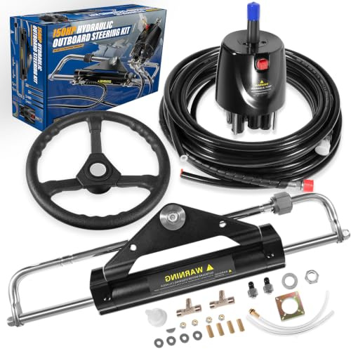 150HP Outboard Hydraulic Steering Kit with 13 Steering Wheel, Helm Pump