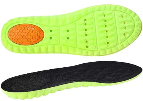 Wormwood Memory Foam Insoles with Gel Heel Cushion & Arch Support, Shock Absorption Breathable Anti-Odor Inserts for Running, Walking, Trainers, Sneakers & Work Boots (Black, UK(9-10))