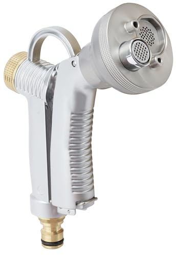Boutté PPFR d'arrosage 100% métal Pistolet pomme multifonction avec raccord rapide, Argent