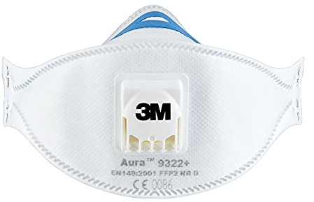 3M 9322 Lot de 2 Masques respiratoires filtrants pliables avec soupape contre particules irritantes