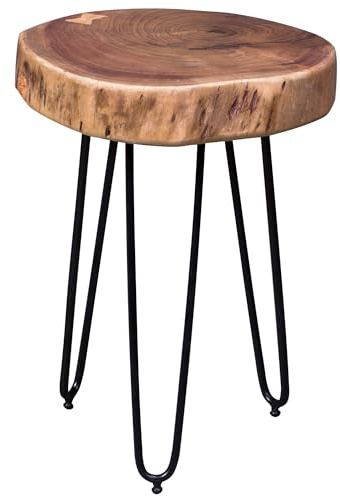 FineBuy Massivholz Akazie Beistelltisch 35 x 35 cm Braun