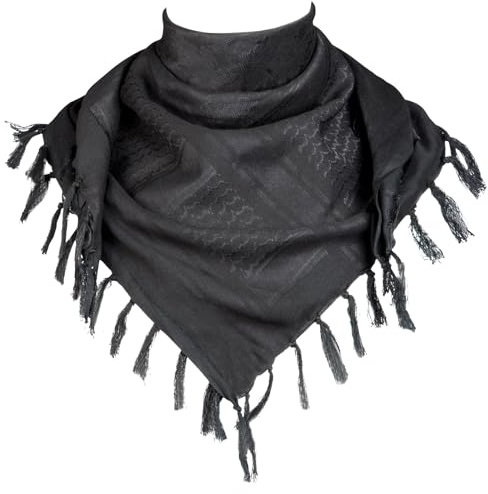 FREE SOLDIER Foulard 100% Coton écharpe Militaire Shemagh Tactique désert Keffiyeh avec Tassel 43 x 43 Pouces,Camouflage Noir