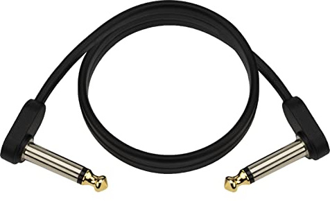 D’Addario Accessories Classic Series Flat Guitar Patch Cables - Guitar Pedal Cable with ¼ Inch Ends - Durable & Reliable - Instrument Cable for Pedalboards - 2ft Right Angle - 1-Pack