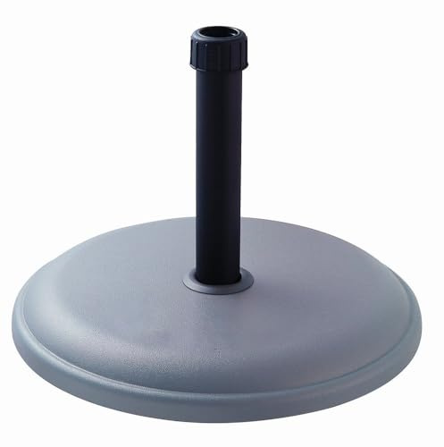 LOLAhome Base de Parasol Gris de 16 kg de Cemento | De Ø 45x5cm con Tubo de Acero | para parasoles de Tubo Ø 30 a 38 mm | Pintura Resina epoxi Anticorrosión | para Exterior, jardín, terraza