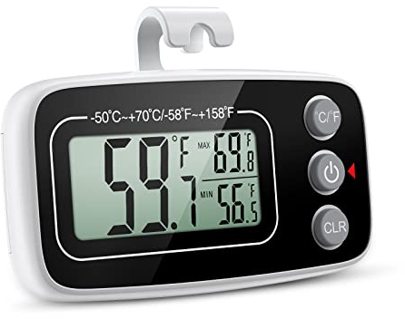 ORIA Fridge Freezer Thermometer, Digital Refrigerator Thermometer with LCD Display, °C/°F Convertible, Max/Min Function for Kitchen, Home, Restaurants, etc.