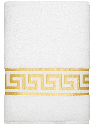 Belle Arti Premium Mäander Handtücher Duschtücher Gästetücher Flauschige Frottee Baumwolle (4er Set - 30x50 + 50x100 + 70x140 + 100x150 cm, Weiss)