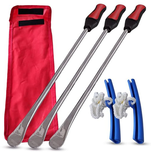 14.5 Tire Spoons Motorcycle Tire Iron Levers Set Dirtbike Changing Tools Tire Removal Tool Kit Tyre Changer Remover Metal Steel Spoon for Dirt Bike Scooter Bicycle Mower ATV UTV (3PC 14.5 inch long)