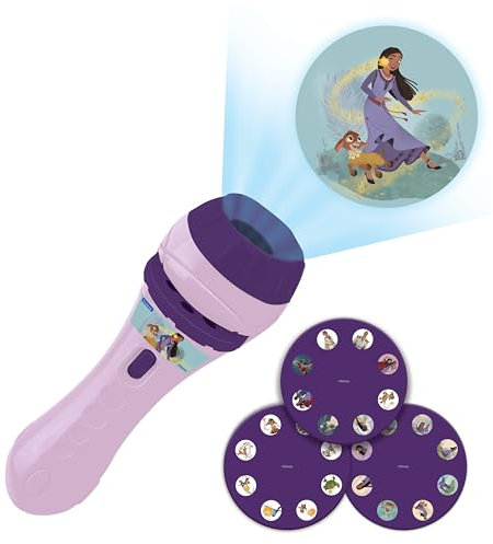 Lexibook, Disney Wish, Projecteur d'histoires, Lampe Torche et projecteur Wish avec 3 disques, 24 Images, créez Vos Propres Histoires, LTC050WI
